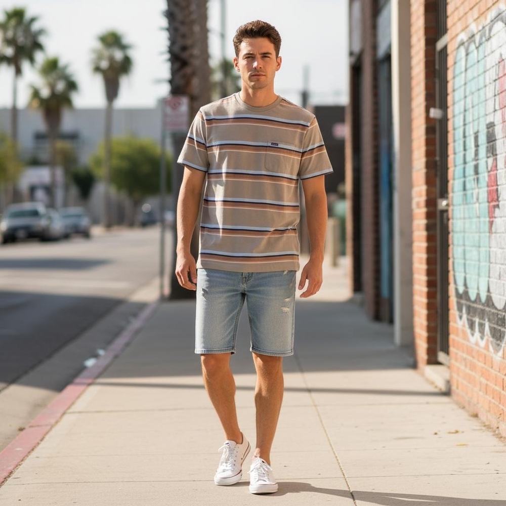 O'Neil Masher Striped Tee Size Small